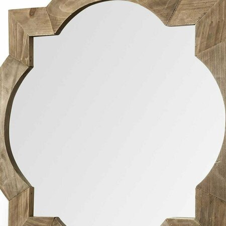 Homeroots 23 in. Round-Square Brown Wood Frame Wall Mirror 376445